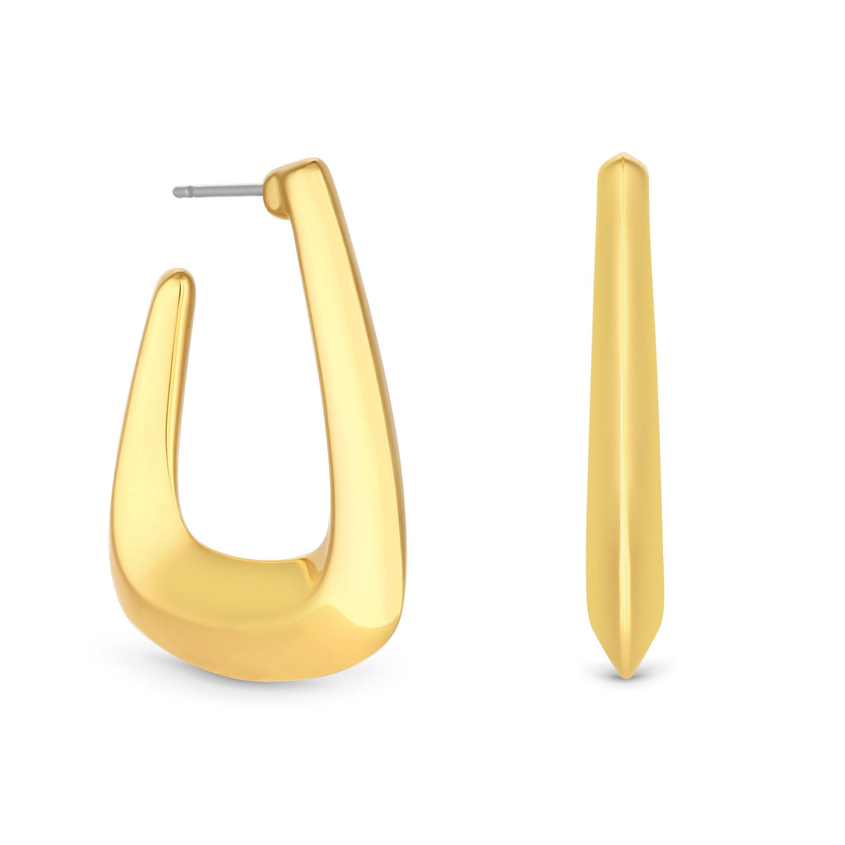 Jon Richard Recycled Gold Plated Angular Polished Hoop Earrings