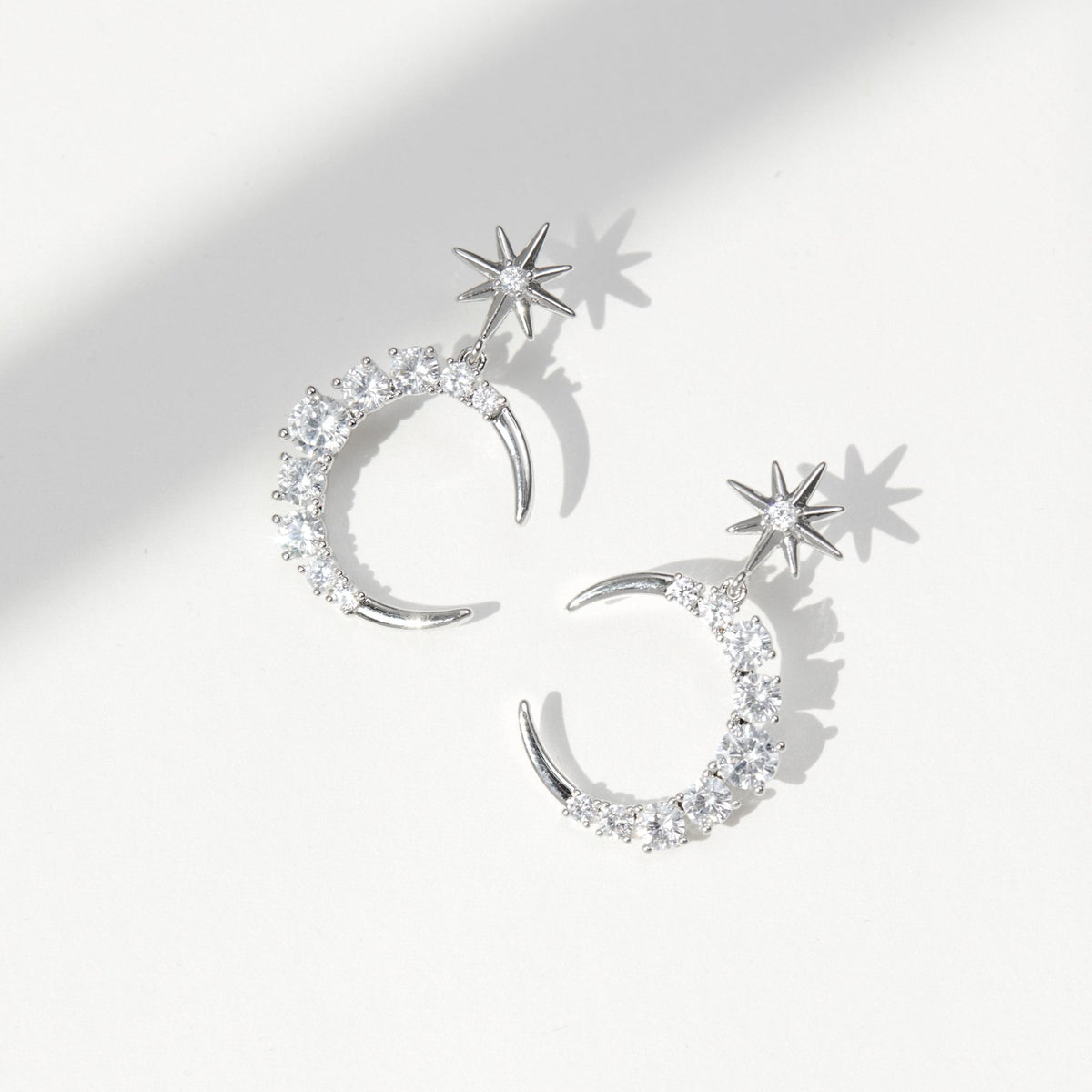 Jon Richard Rhodium Plated Cubic Zirconia Celestial Earrings