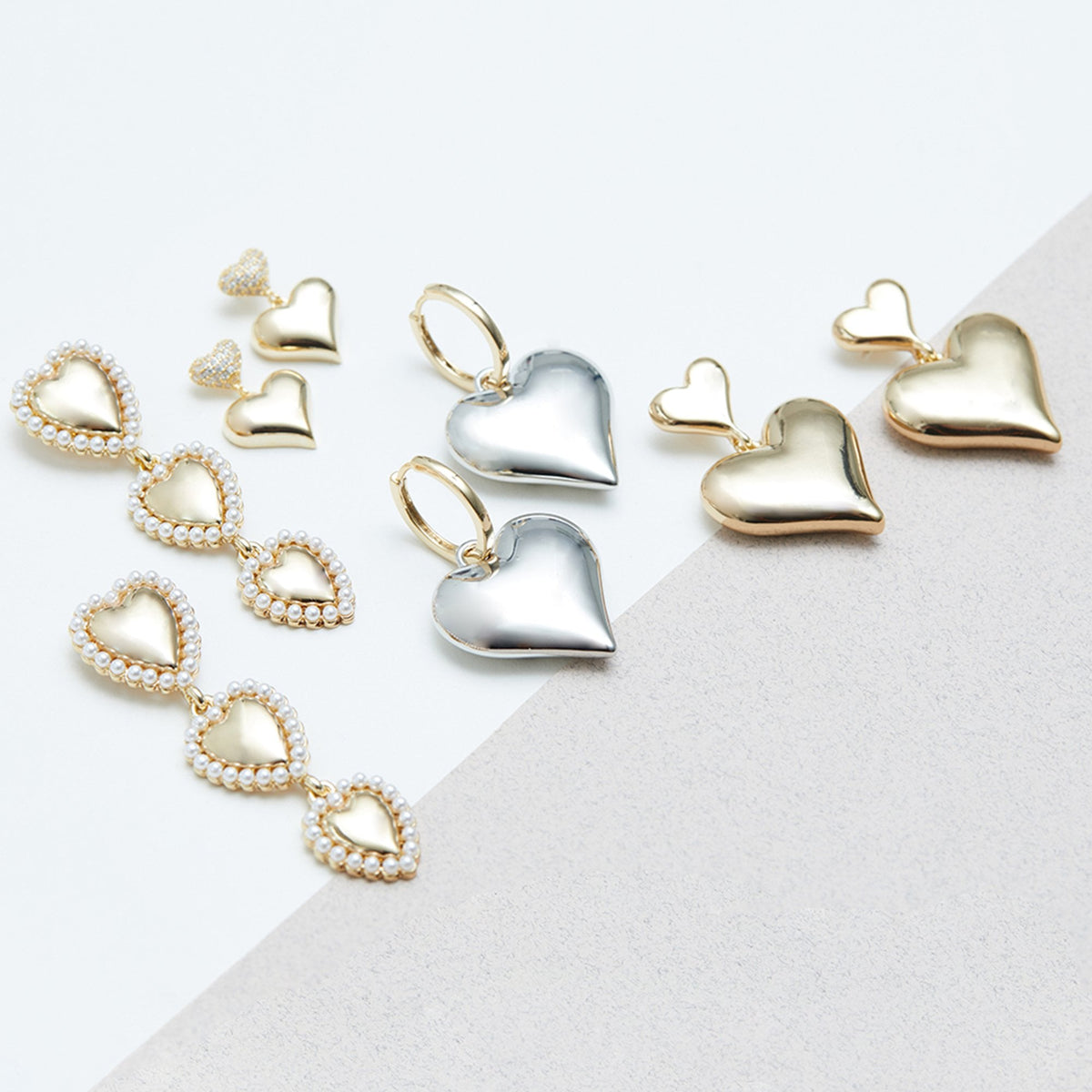Jon Richard Two Tone Plated Statement Heart Earrings