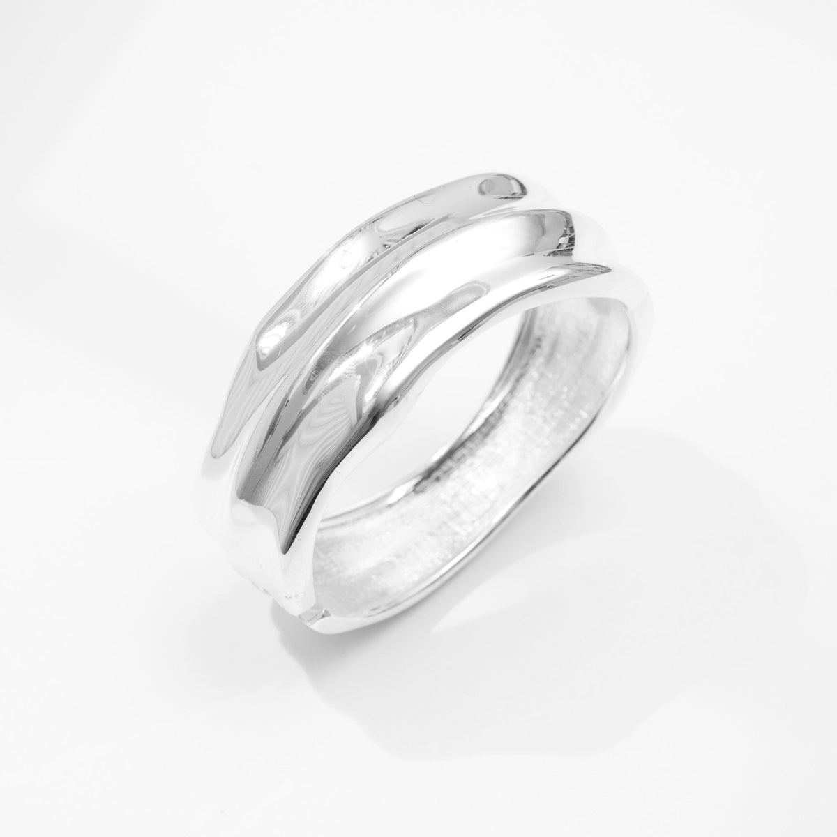 Mood Silver Polished Organic Chunky Cuff Bracelet