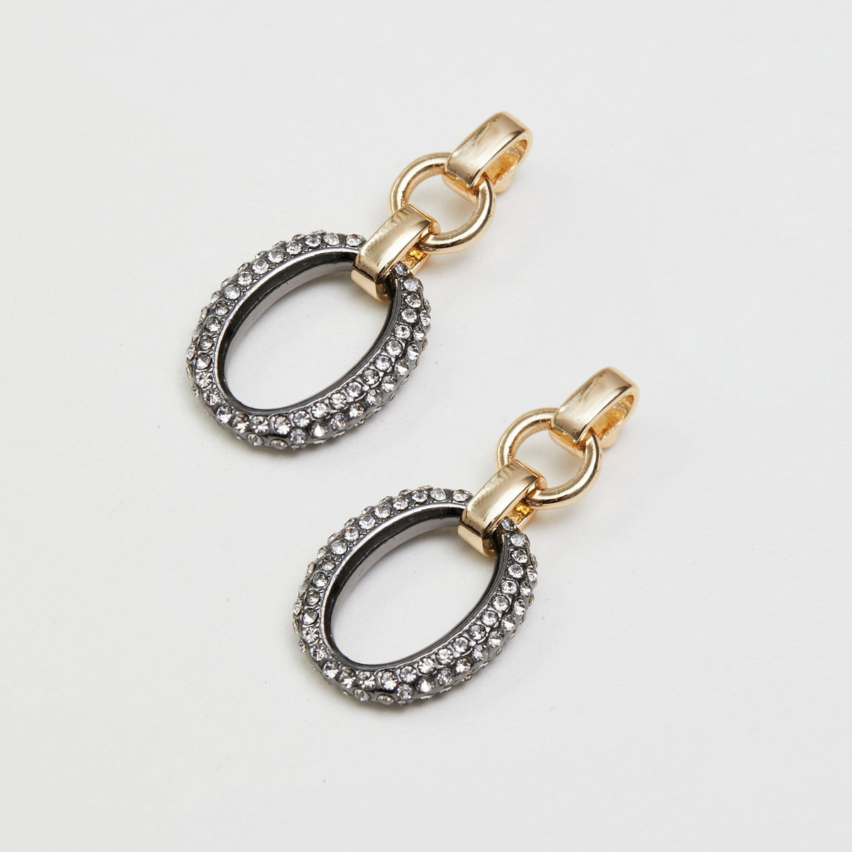 Mood Two Tone Crystal Pave Link Drop Earrings