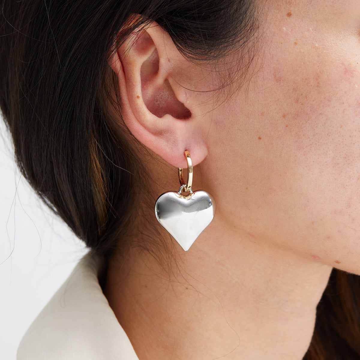 Jon Richard Two Tone Plated Statement Heart Earrings