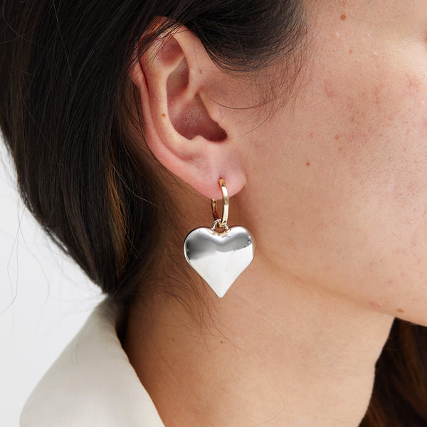 Jon Richard Two Tone Plated Statement Heart Earrings