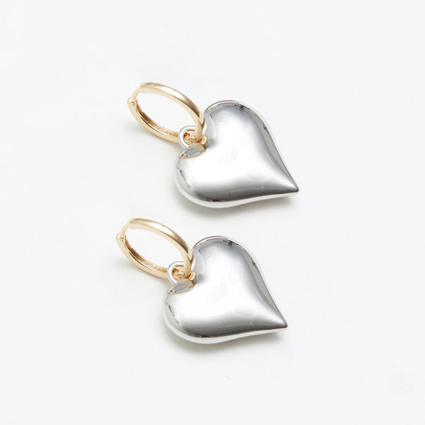 Jon Richard Two Tone Plated Statement Heart Earrings