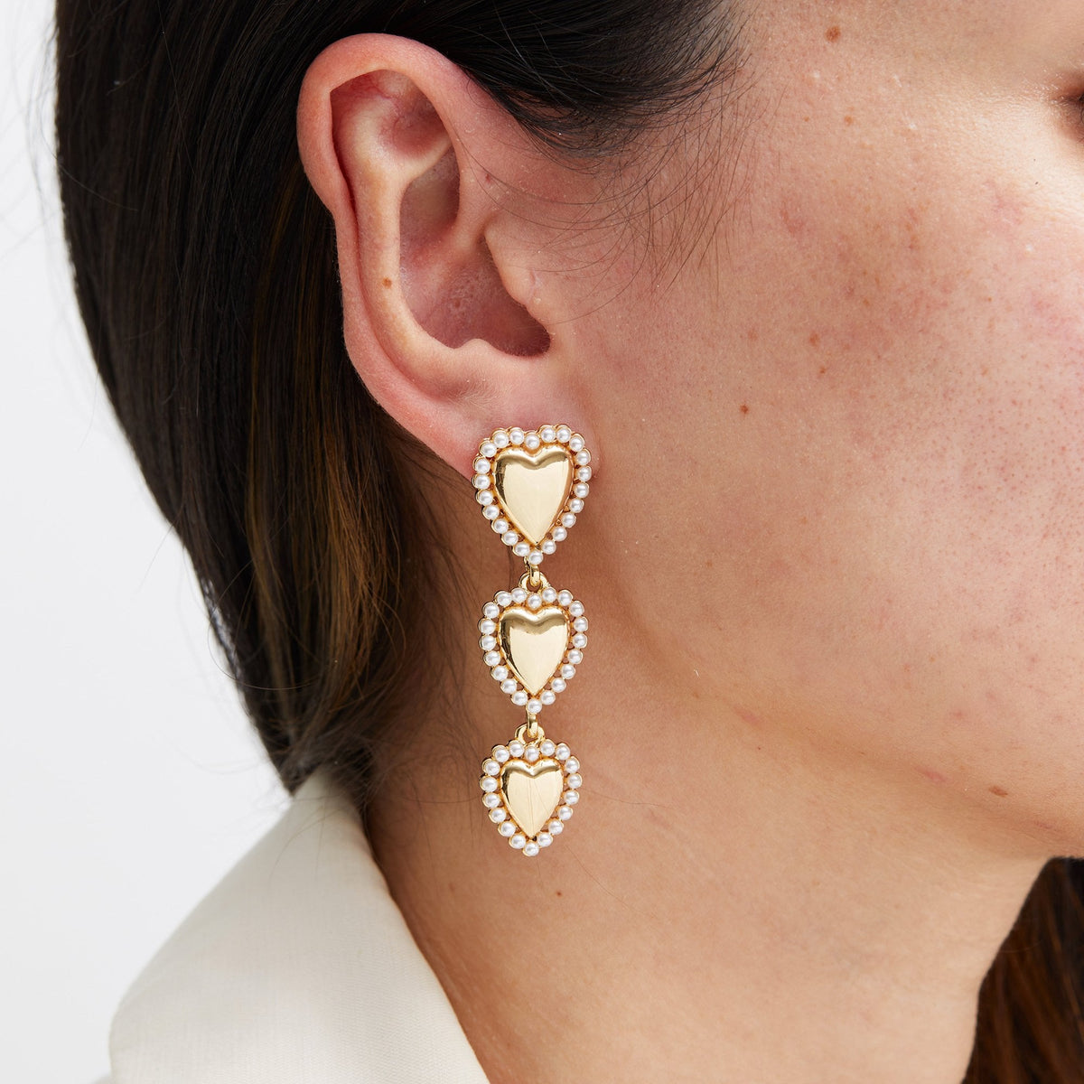 Jon Richard Gold Plated Polished And Pearl Heart Earrings