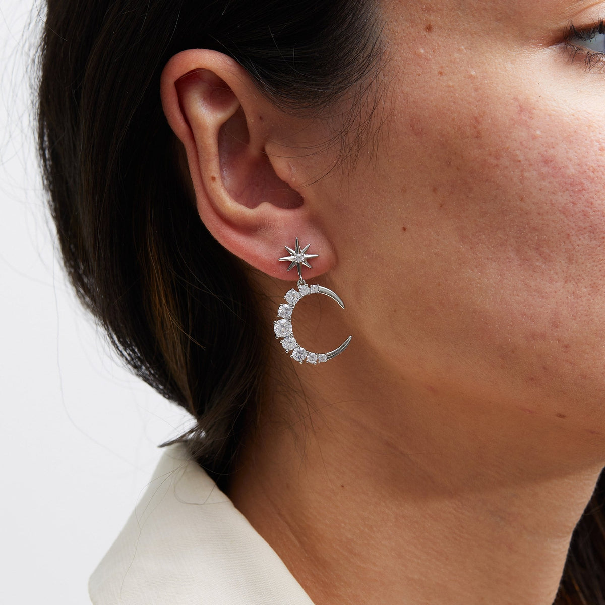 Jon Richard Rhodium Plated Cubic Zirconia Celestial Earrings
