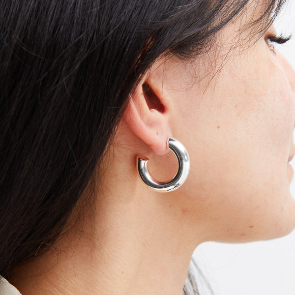 Jon Richard Recycled Silver Plated Polished Hoop Earrings