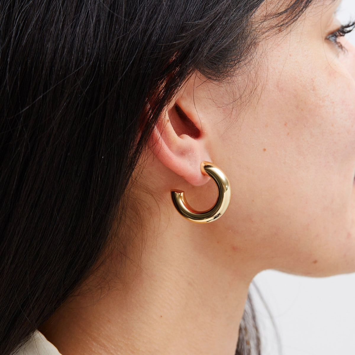 Jon Richard Recycled Gold Plated Polished Hoop Earrings