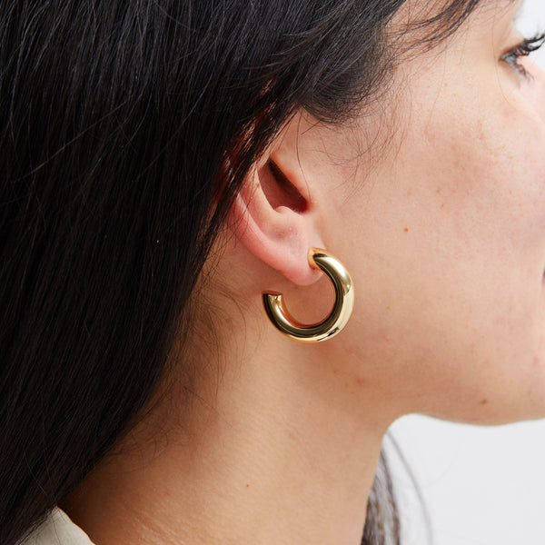 Jon Richard Recycled Gold Plated Polished Hoop Earrings