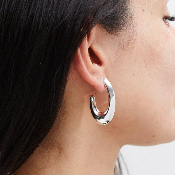 Jon Richard Recycled Silver Plated Organic Polished Hoop Earrings