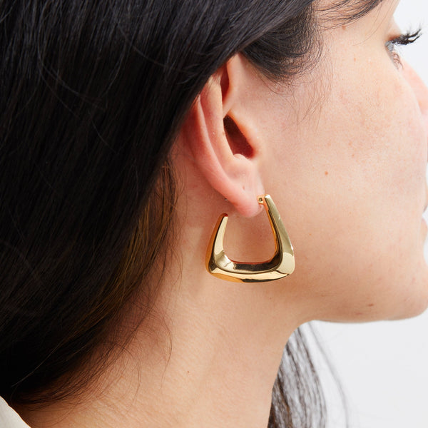 Jon Richard Recycled Gold Plated Angular Polished Hoop Earrings
