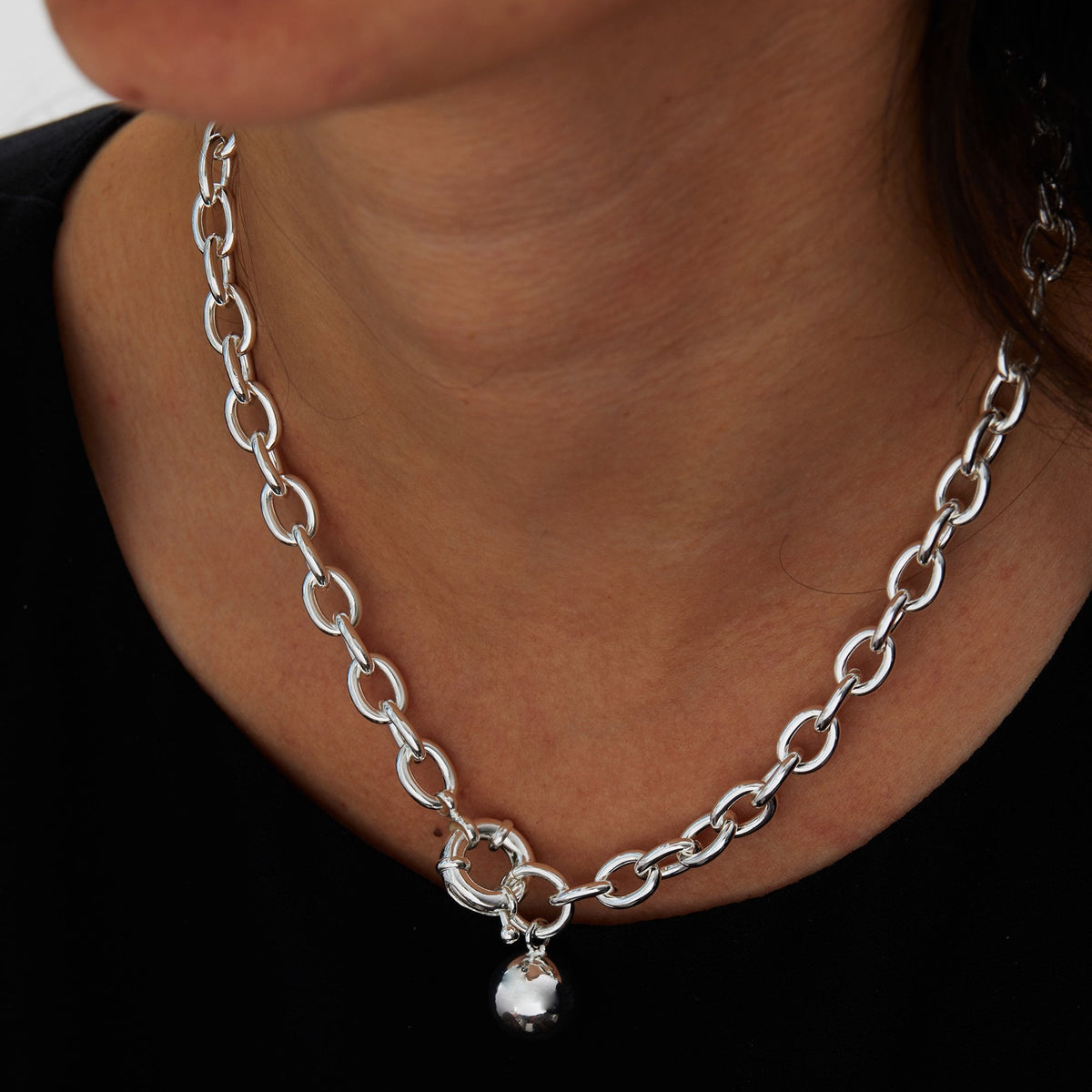 Jon Richard Silver Plated Polished Ball Necklace