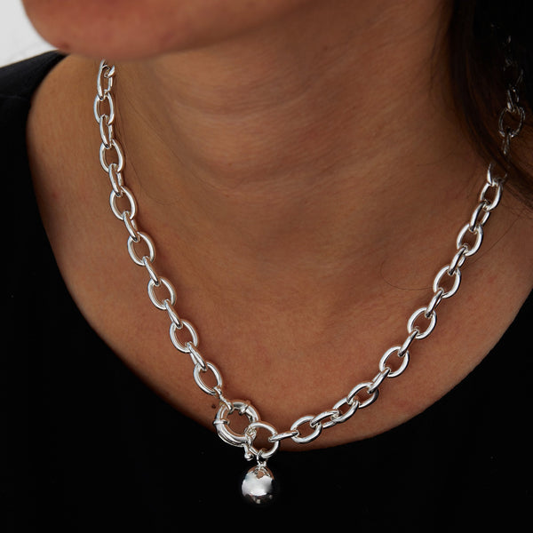 Jon Richard Silver Plated Polished Ball Necklace