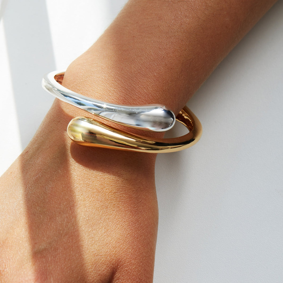 Jon Richard Recycled Two Tone Plated Polished Bangle Bracelet
