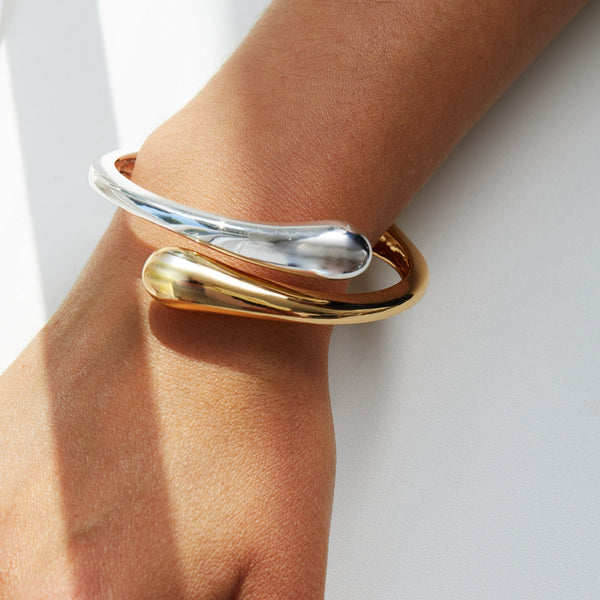Jon Richard Recycled Two Tone Plated Polished Bangle Bracelet