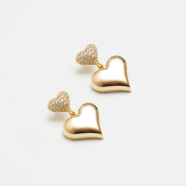 Jon Richard Gold Plated Cubic Zirconia Heart Earrings