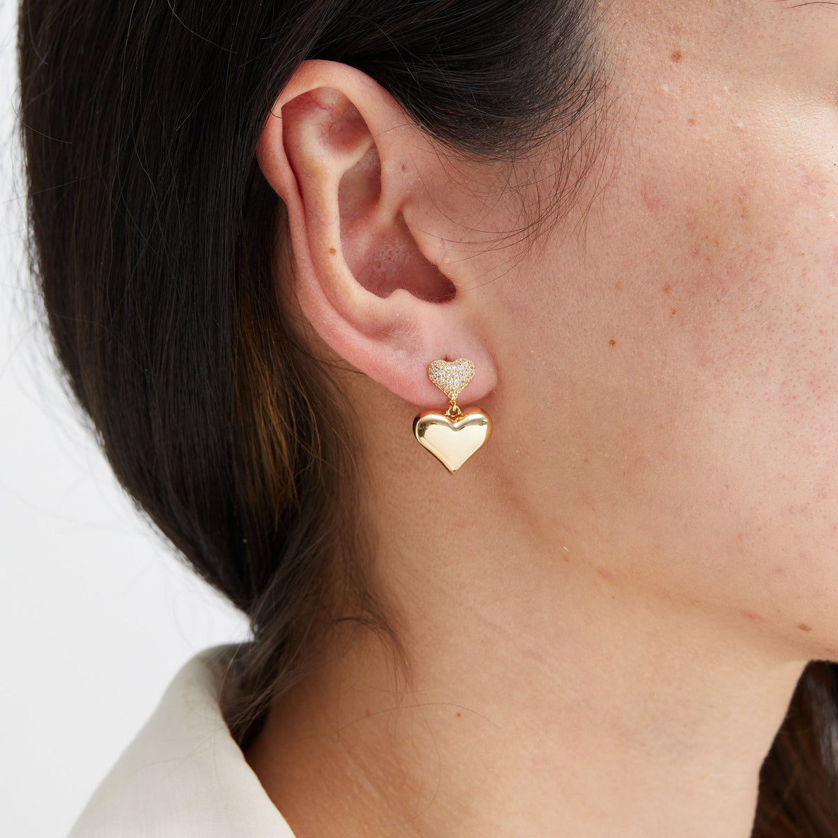 Jon Richard Gold Plated Cubic Zirconia Heart Earrings