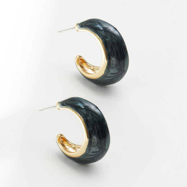 Jon Richard Gold Plated Black Statement Hoop Earrings