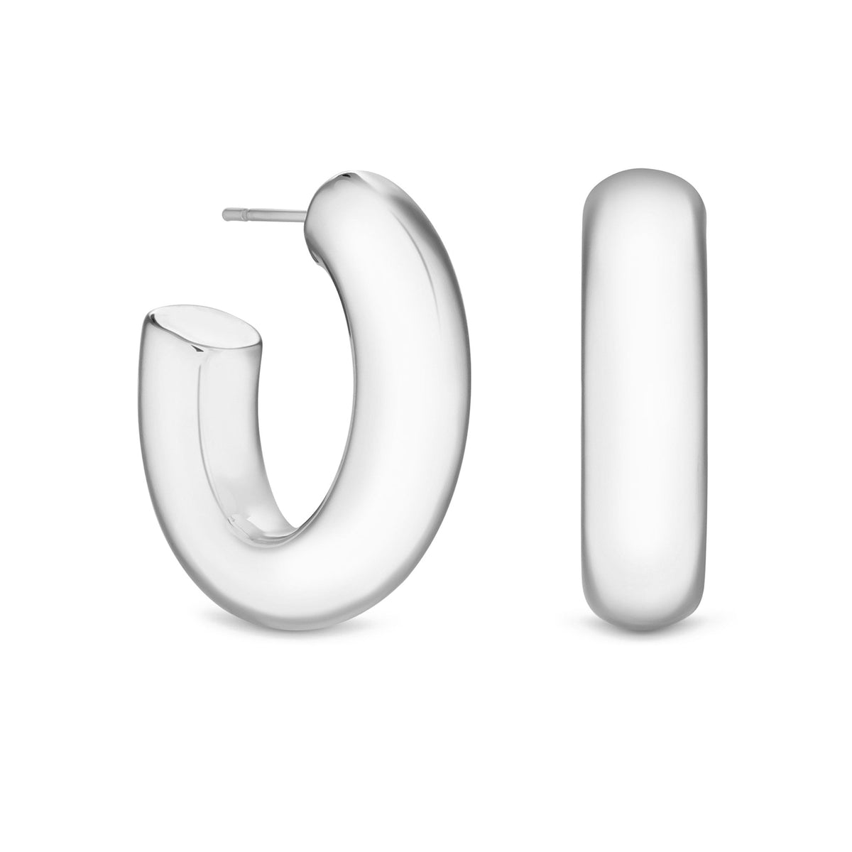 Jon Richard Recycled Silver Plated Polished Hoop Earrings