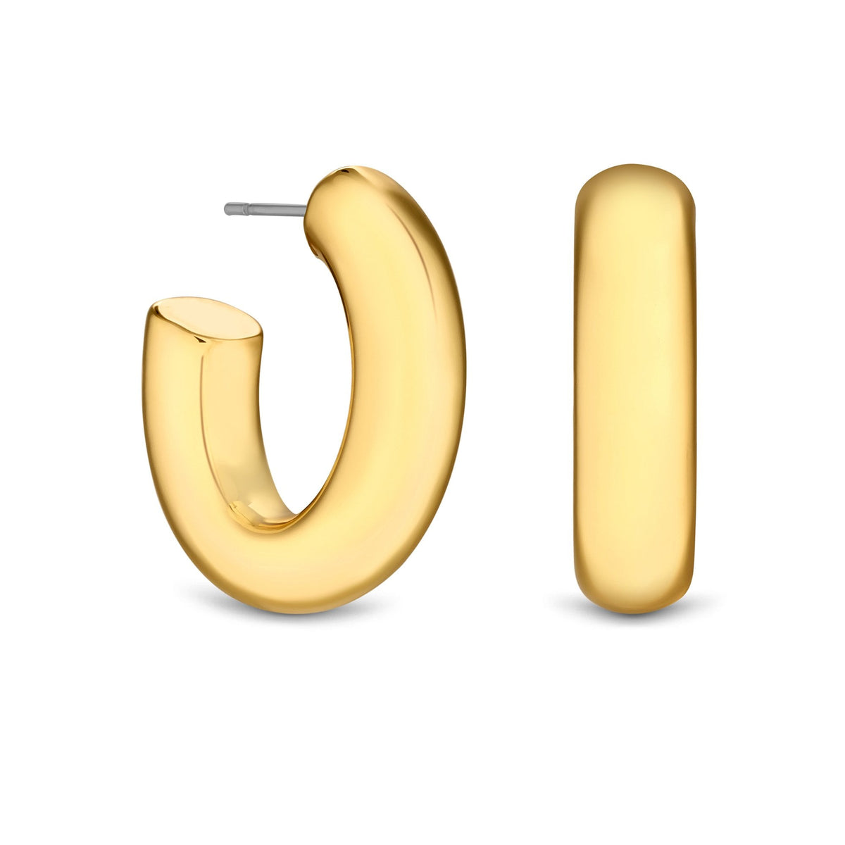 Jon Richard Recycled Gold Plated Polished Hoop Earrings