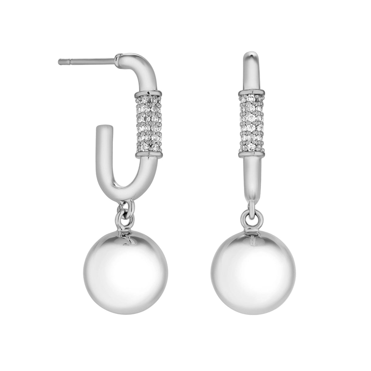 Jon Richard Silver Plated Polished Ball Earrings
