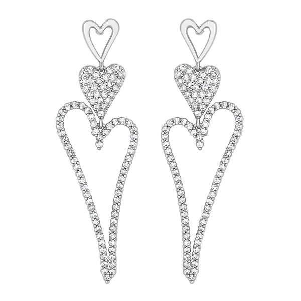 Jon Richard Rhodium Plated Cubic Zirconia Heart Earrings