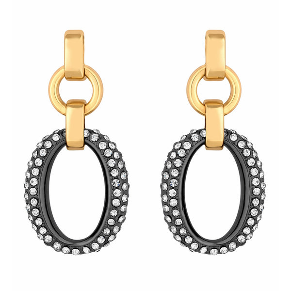 Mood Two Tone Crystal Pave Link Drop Earrings