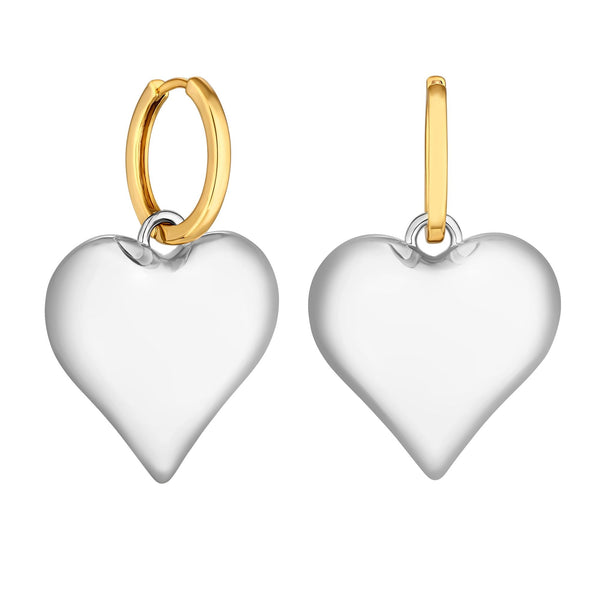 Jon Richard Two Tone Plated Statement Heart Earrings