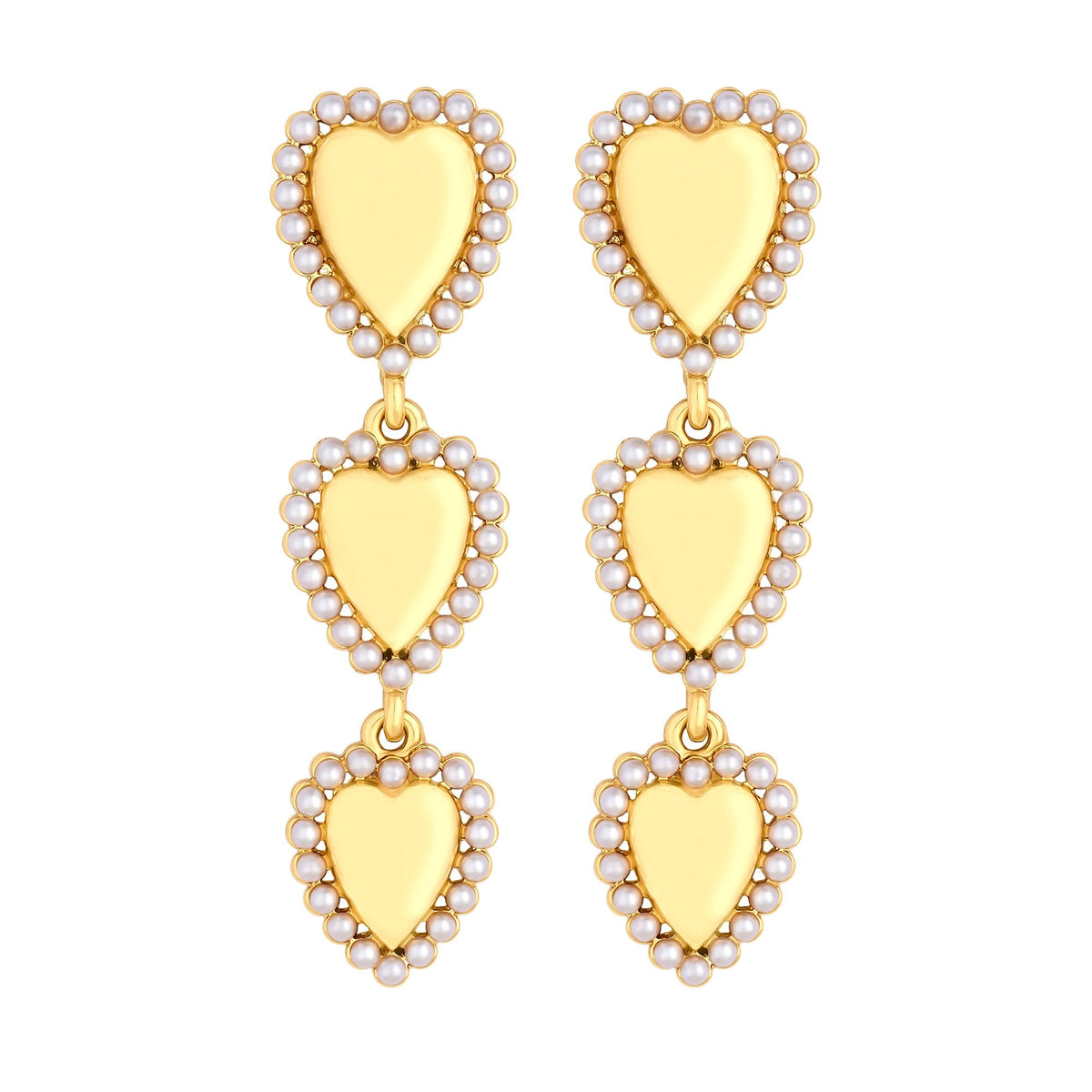 Jon Richard Gold Plated Polished And Pearl Heart Earrings