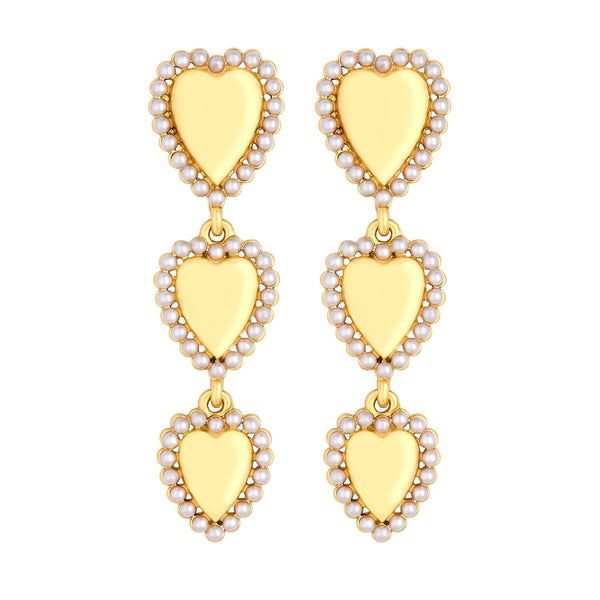 Jon Richard Gold Plated Polished And Pearl Heart Earrings