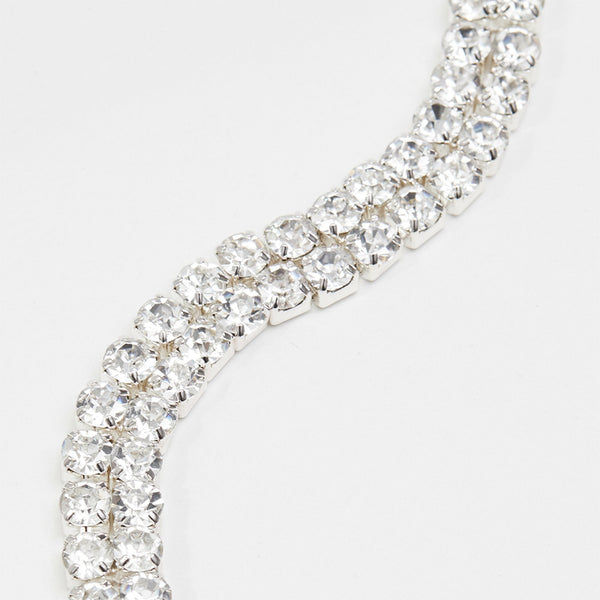Mood Silver Crystal Diamante Pearl Charm Choker Necklace