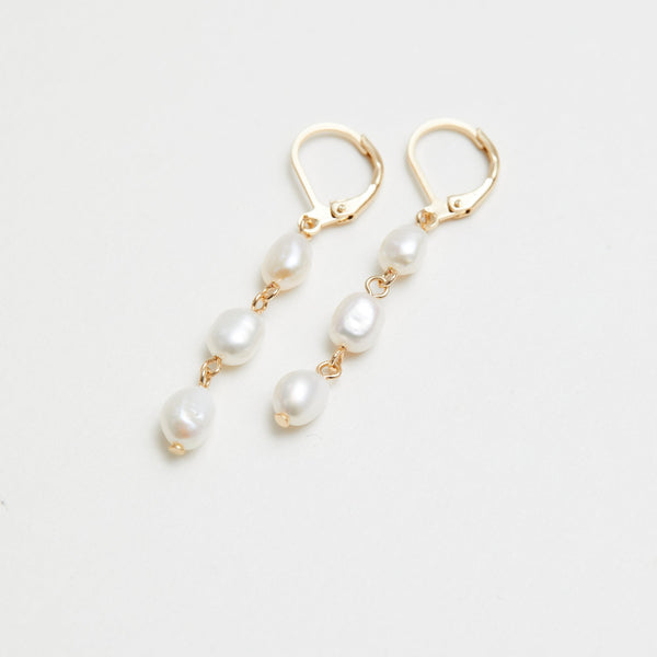 Jon Richard Gold Plated Linear Freshwater Pearl Link Drop Earrings