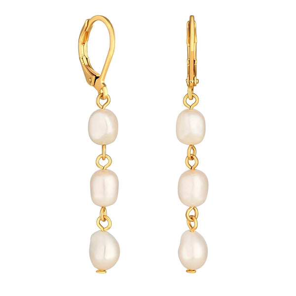 Jon Richard Gold Plated Linear Freshwater Pearl Link Drop Earrings
