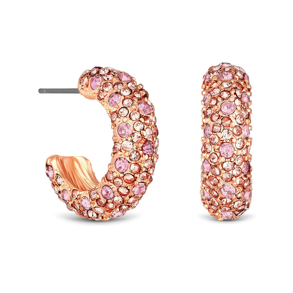 Mood Rose Gold Pink Crystal Chubby Hoop Earrings