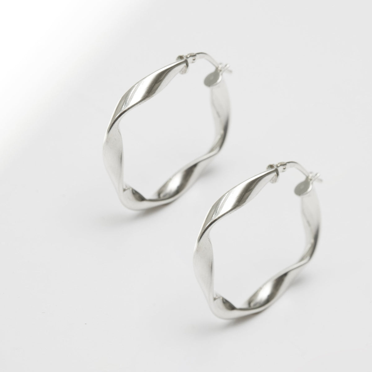 Simply Silver Recycled Sterling Silver 925 Square Twist Hoop Earrings