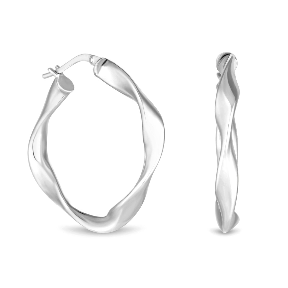 Simply Silver Recycled Sterling Silver 925 Square Twist Hoop Earrings