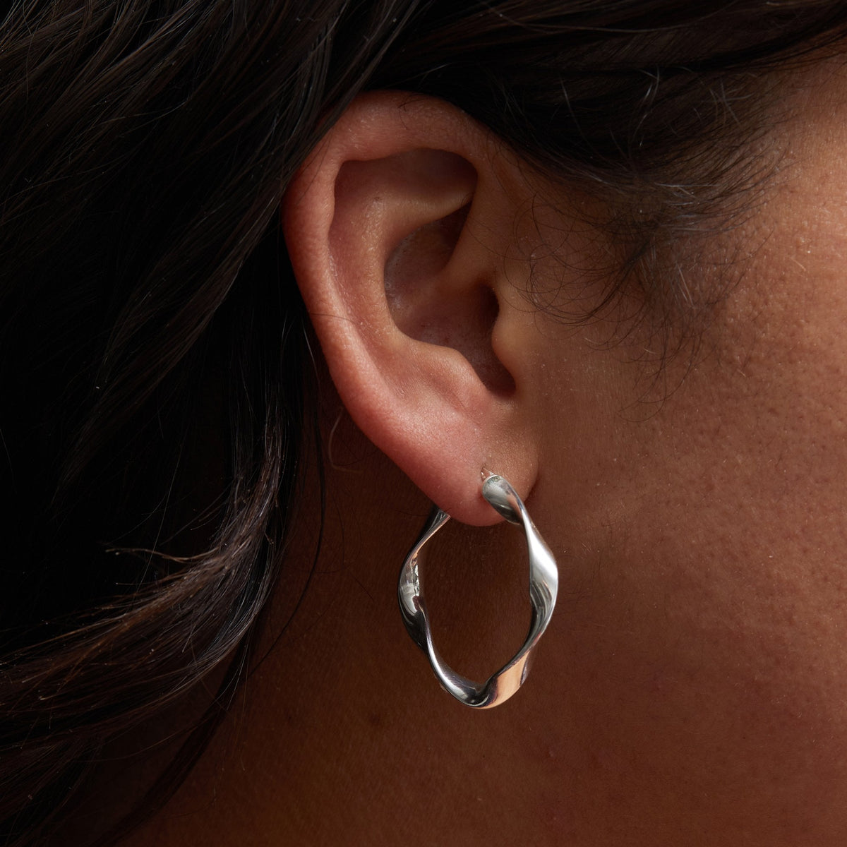 Simply Silver Recycled Sterling Silver 925 Square Twist Hoop Earrings