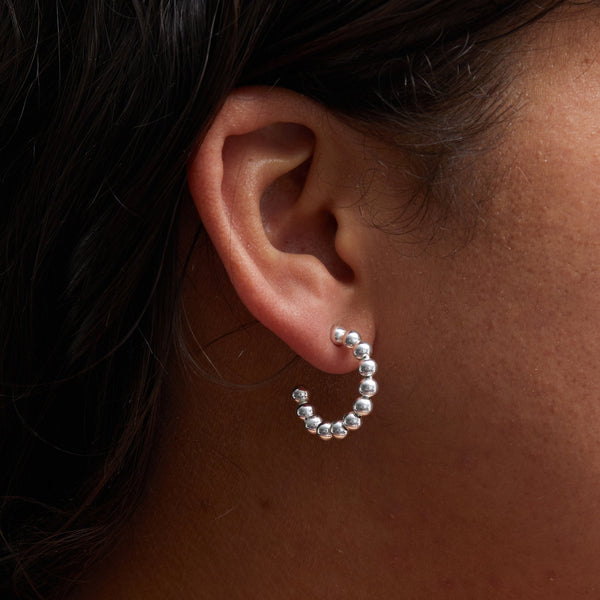 Simply Silver Recycled Sterling Silver 925 Polished Orb Hoop Earrings