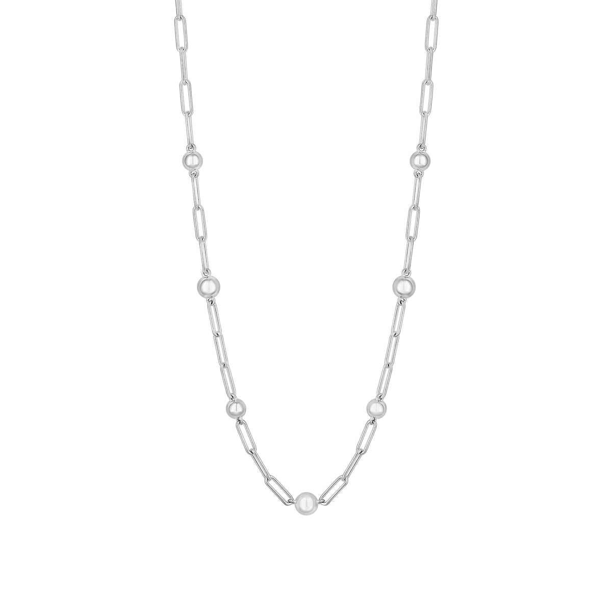 Simply Silver Recycled Sterling Silver 925 Paperlink And Polished Ball Necklace