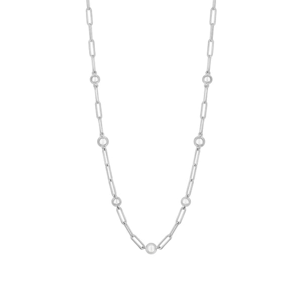 Simply Silver Recycled Sterling Silver 925 Paperlink And Polished Ball Necklace