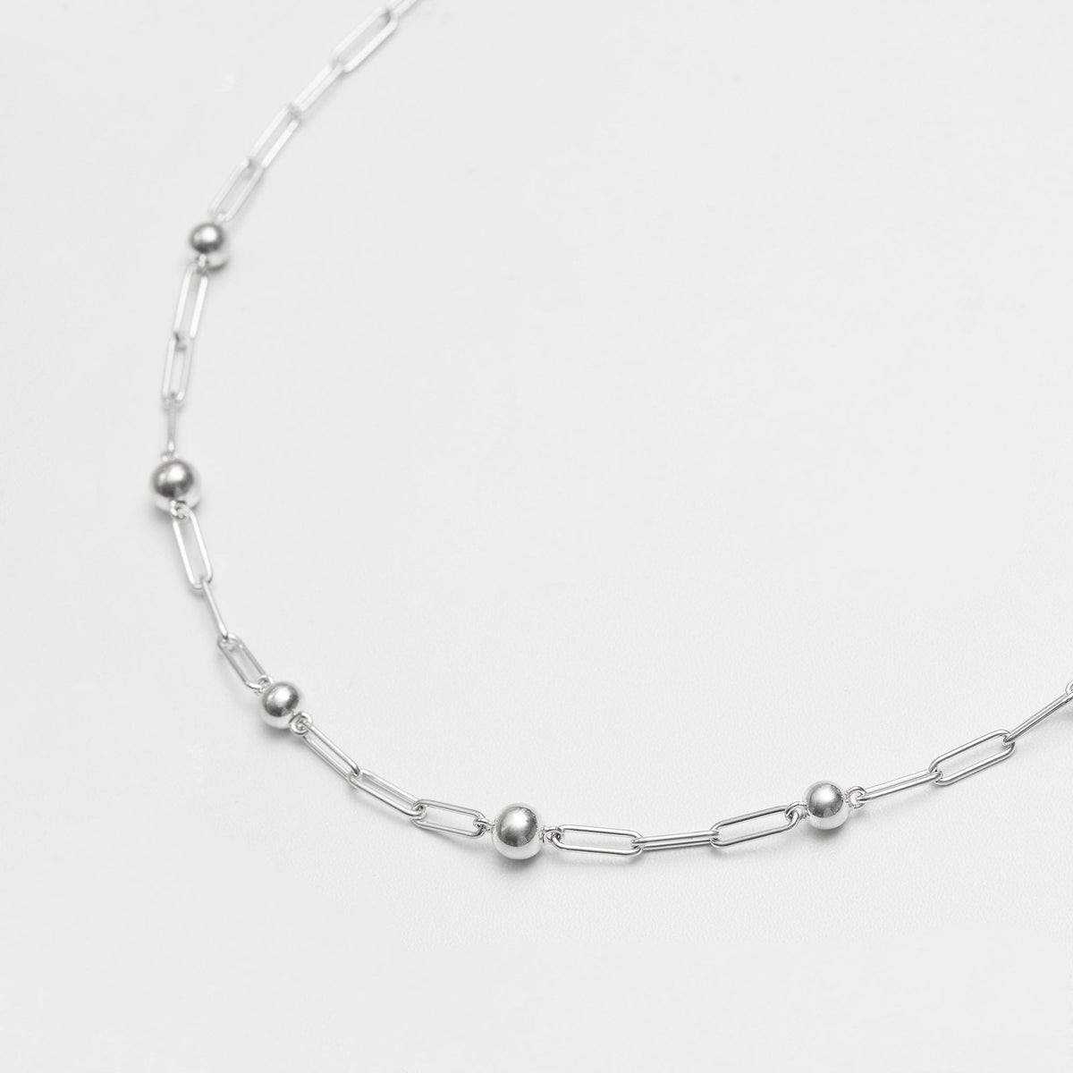 Simply Silver Recycled Sterling Silver 925 Paperlink And Polished Ball Necklace