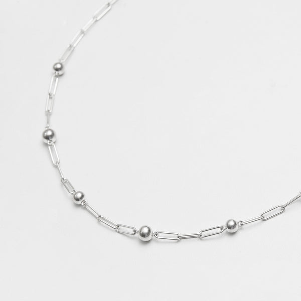 Simply Silver Recycled Sterling Silver 925 Paperlink And Polished Ball Necklace