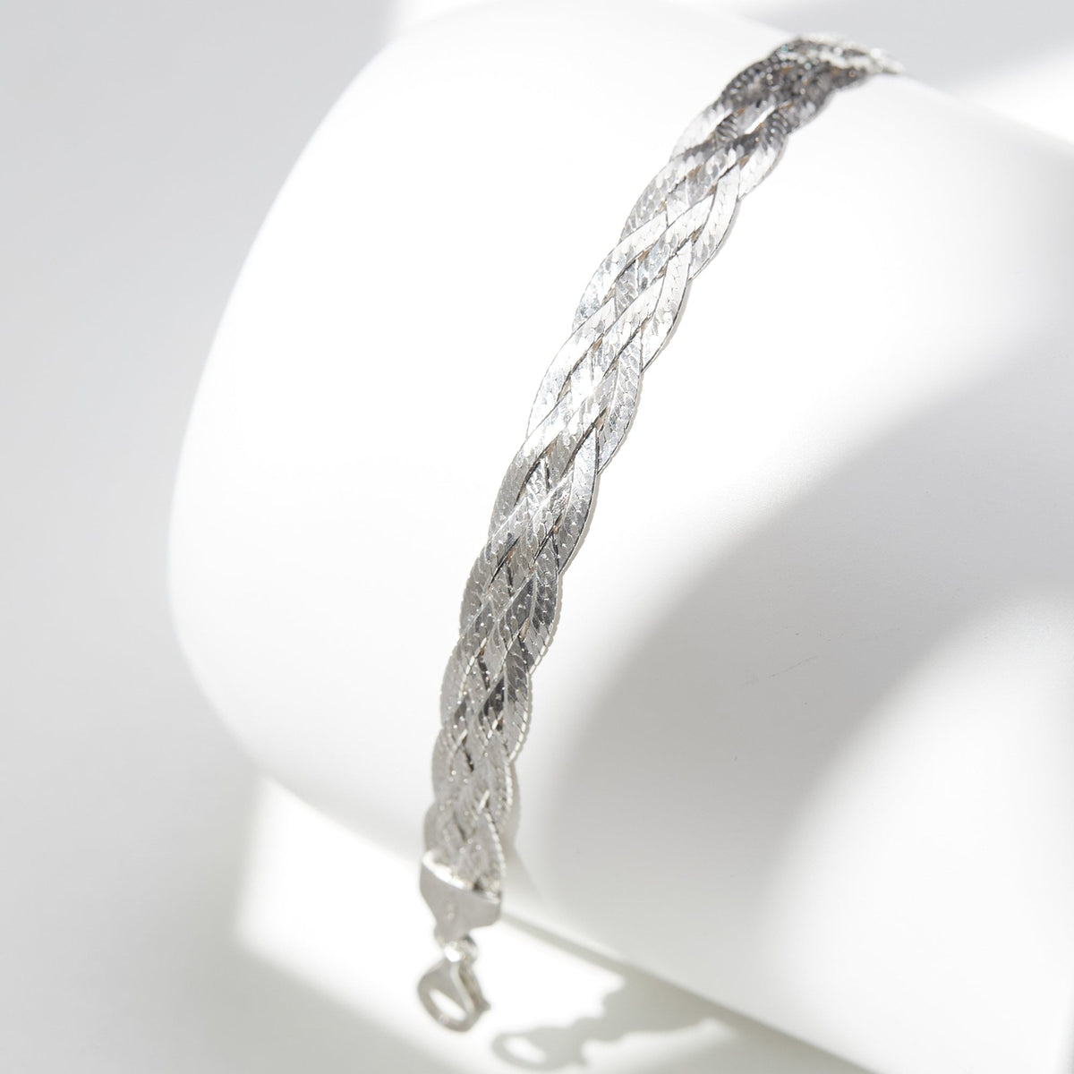 Simply Silver Recycled Sterling Silver 925 Herringbone Braided Bracelet