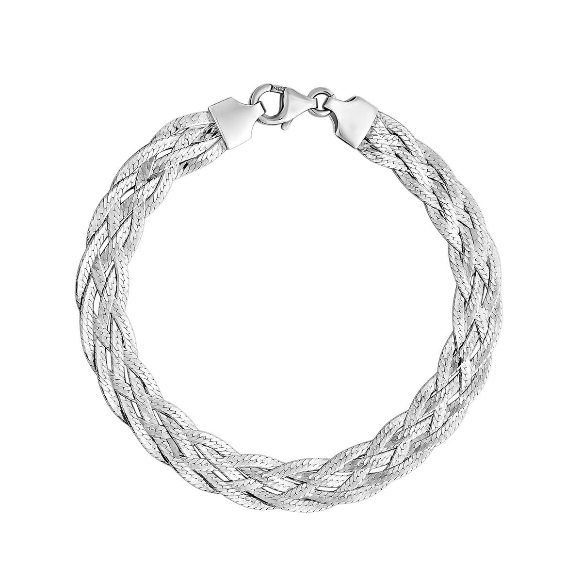 Simply Silver Recycled Sterling Silver 925 Herringbone Braided Bracelet