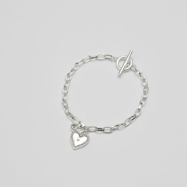 Lipsy Silver Heart Charm Bracelet - Gift Boxed