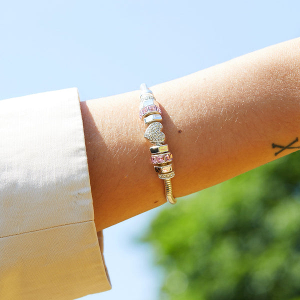 Lipsy Silver Heart Pink Magnetic Bracelet - Gift Boxed