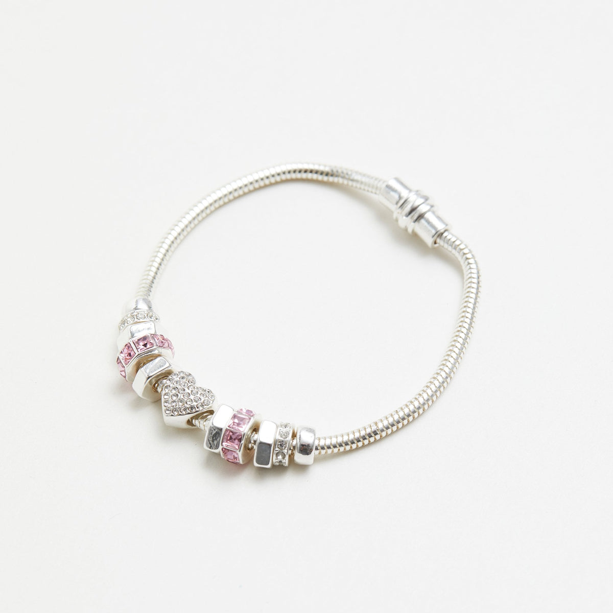 Lipsy Silver Heart Pink Magnetic Bracelet - Gift Boxed
