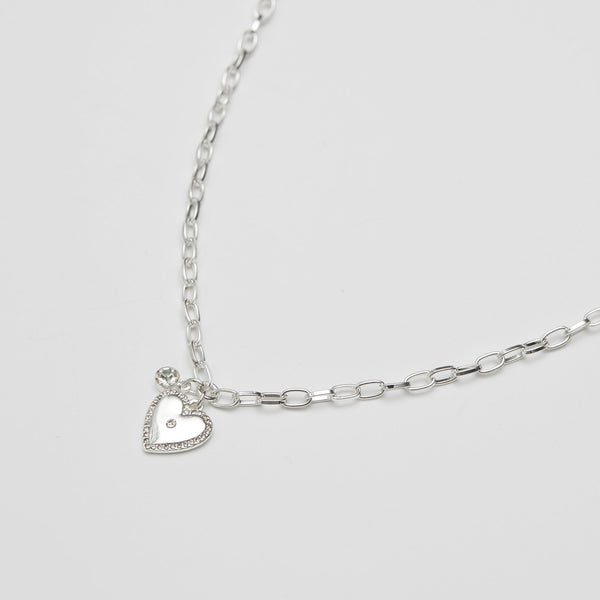 Lipsy Silver Heart Charm Necklace - Gift Boxed