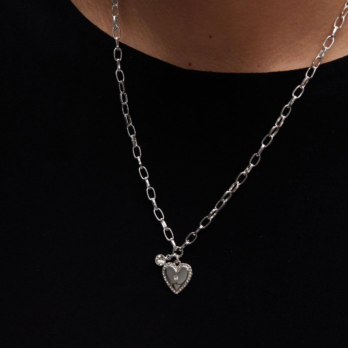 Lipsy Silver Heart Charm Necklace - Gift Boxed