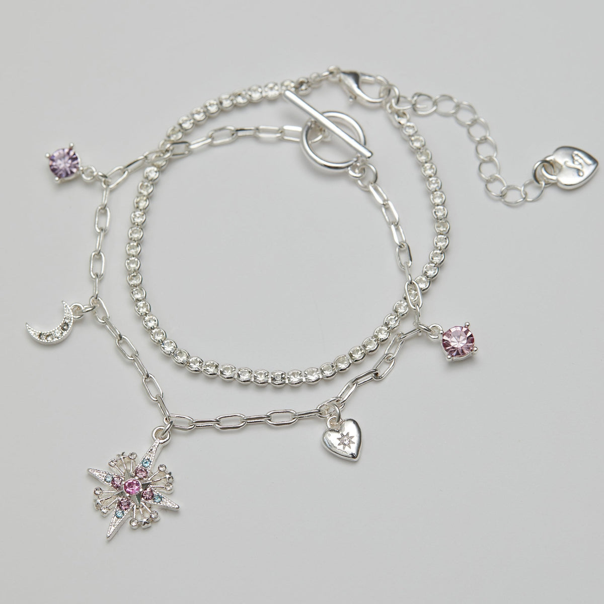 Lipsy Silver Pastel Celestial 2 Pack Bracelets - Gift Boxed